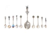 Ten Silver Souvenir Spoons