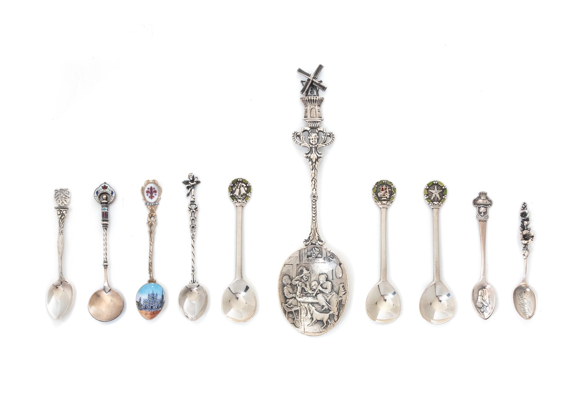 Ten Silver Souvenir Spoons