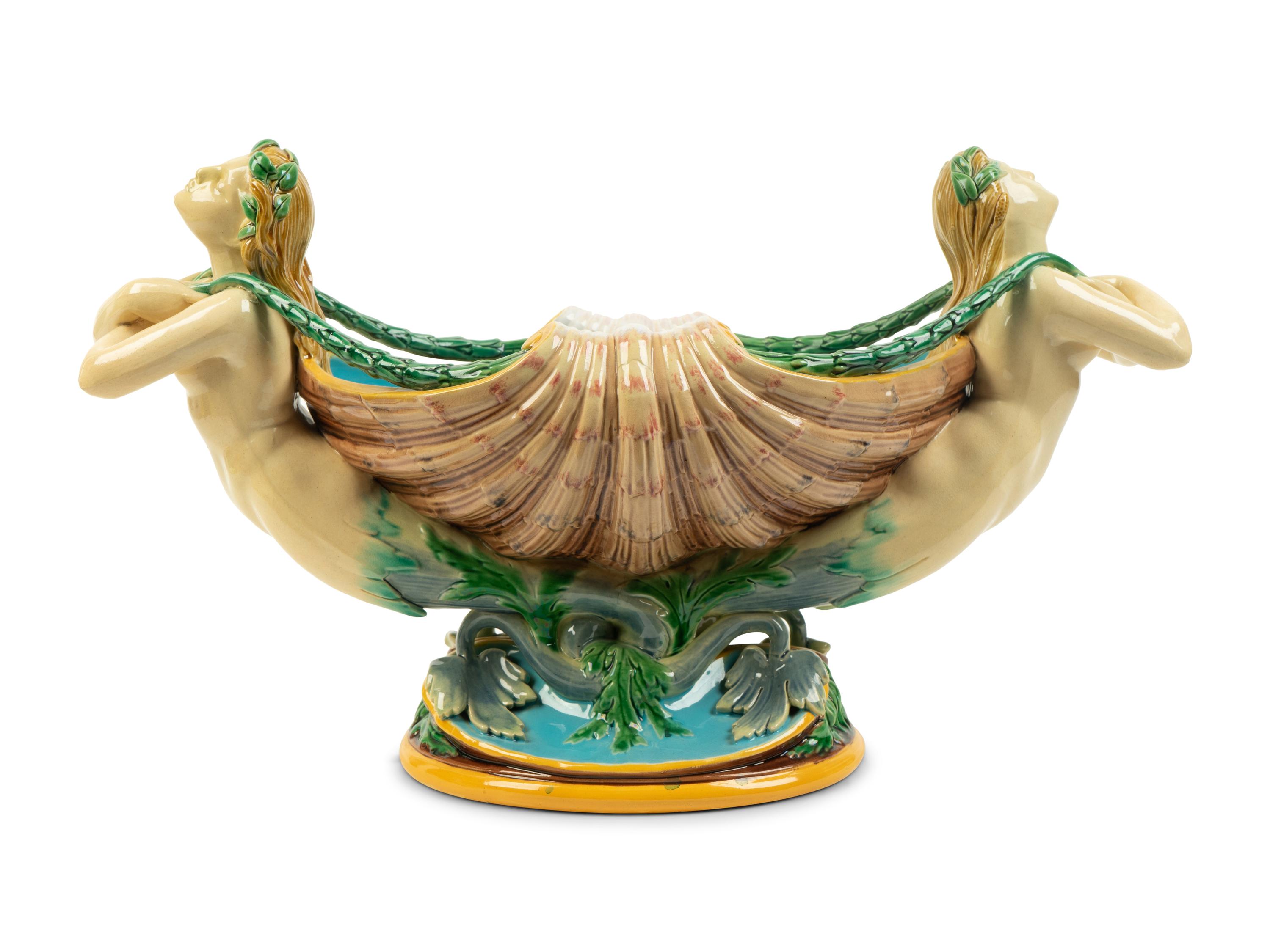 A Minton Majolica Figural Centerpiece — 19TH CENTURY