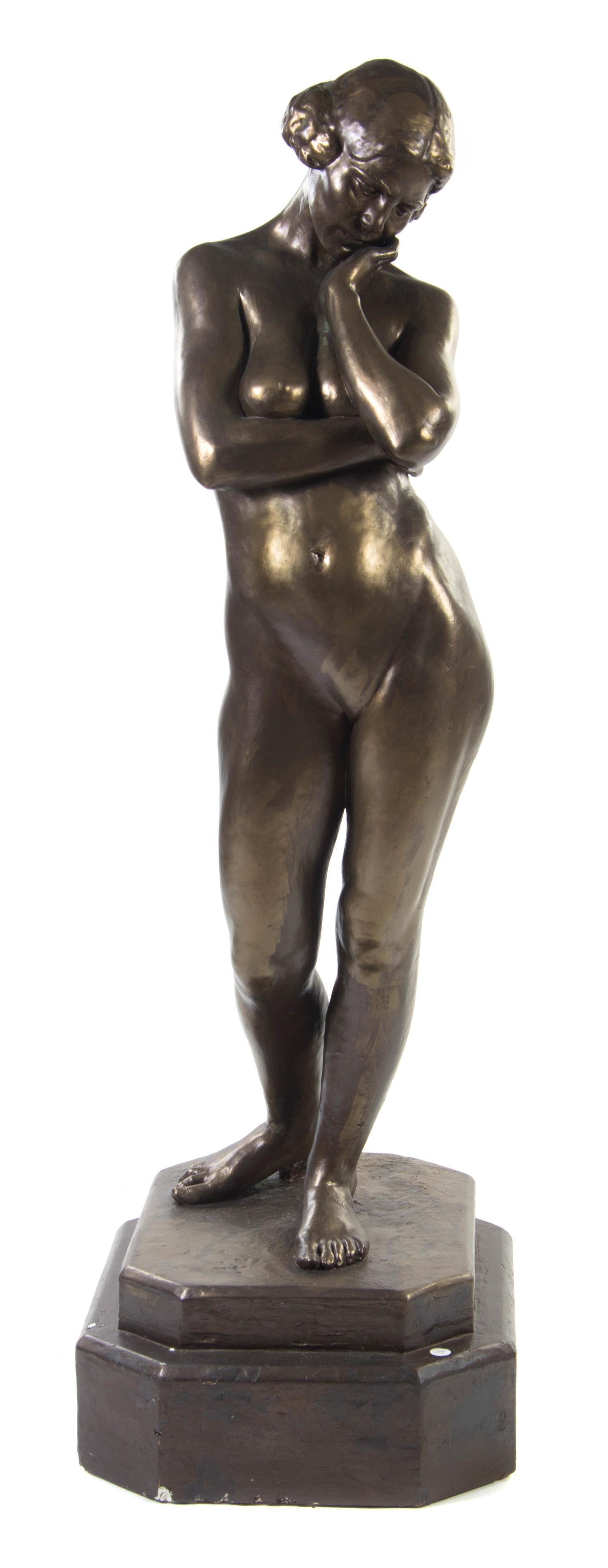 A Painted Life-Sized Plaster Sculpture, Height 67 inches.