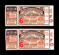 A Group of Two 1940 Cincinnati Reds vs. Detroit Tigers World Series Game 6 Tickets,