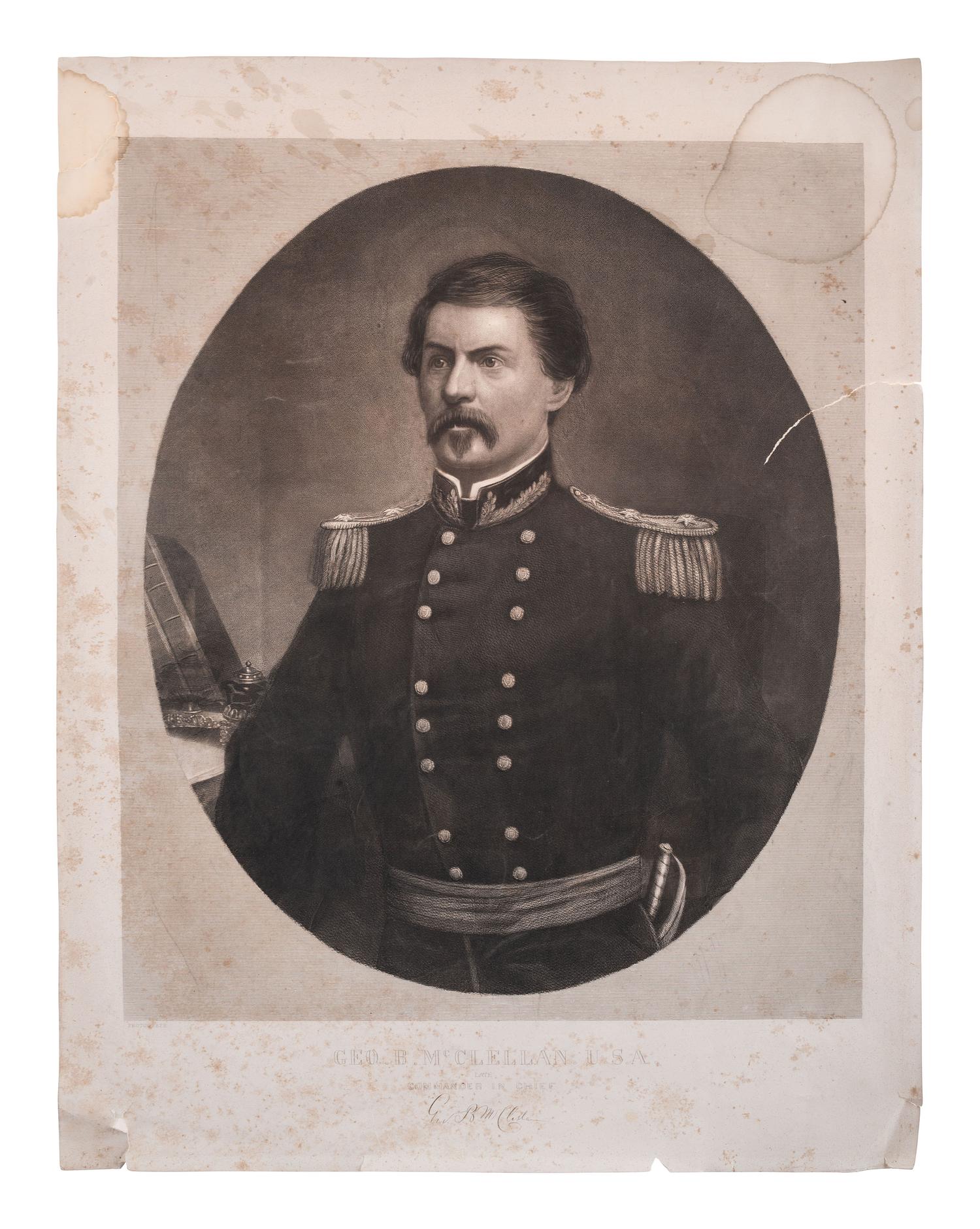 [POLITICS]. 12 photographs and prints of Lincoln, Grant, and McClellan.