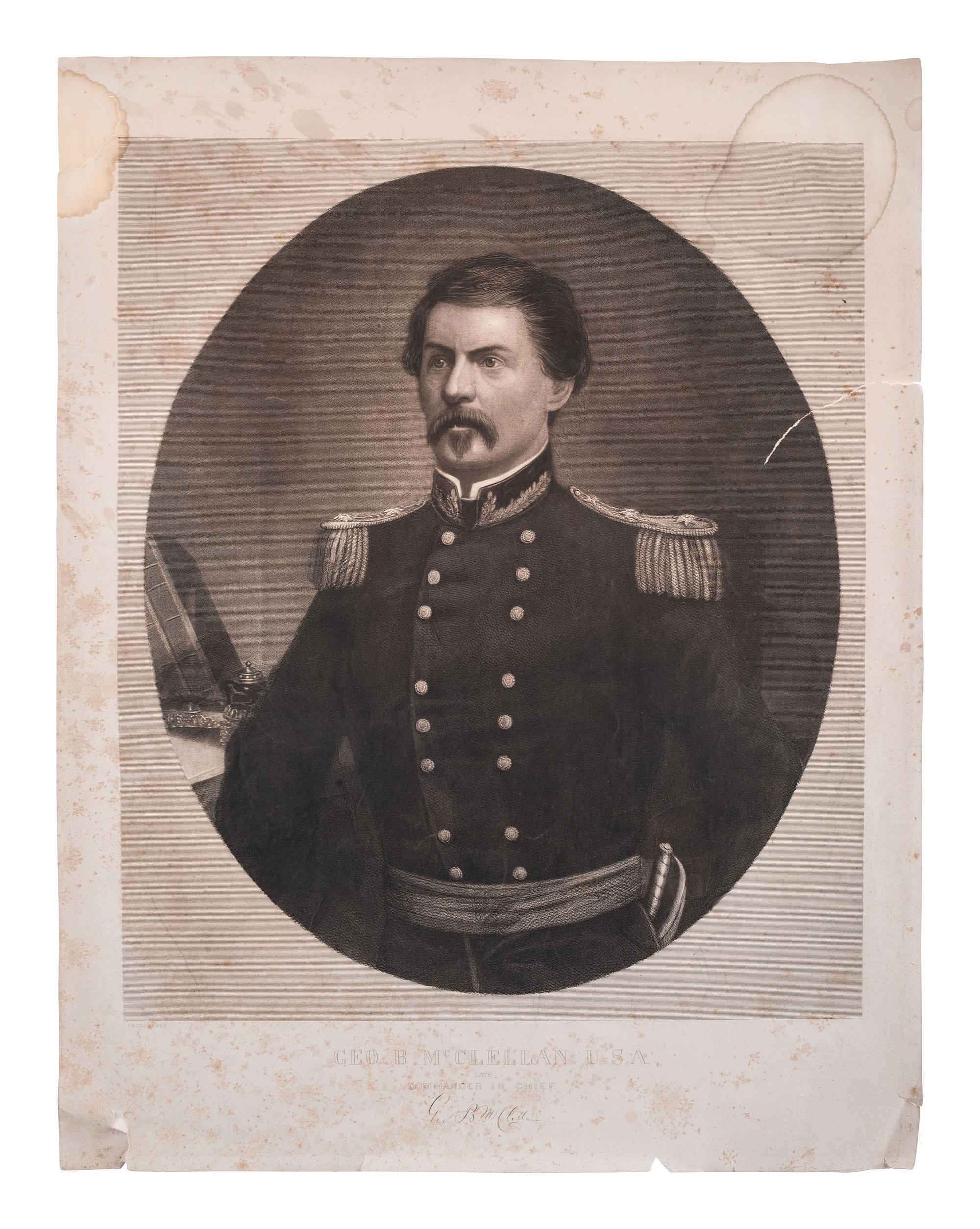 [POLITICS]. 12 photographs and prints of Lincoln, Grant, and McClellan.