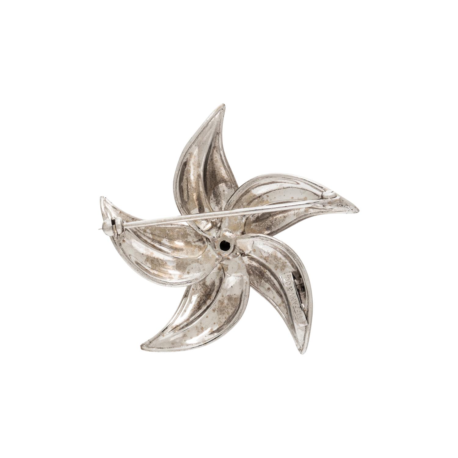TIFFANY & CO., WHITE GOLD, PINK SAPPHIRE, AND DIAMOND BROOCH