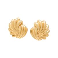 YELLOW GOLD FAN MOTIF CLIP EARRINGS