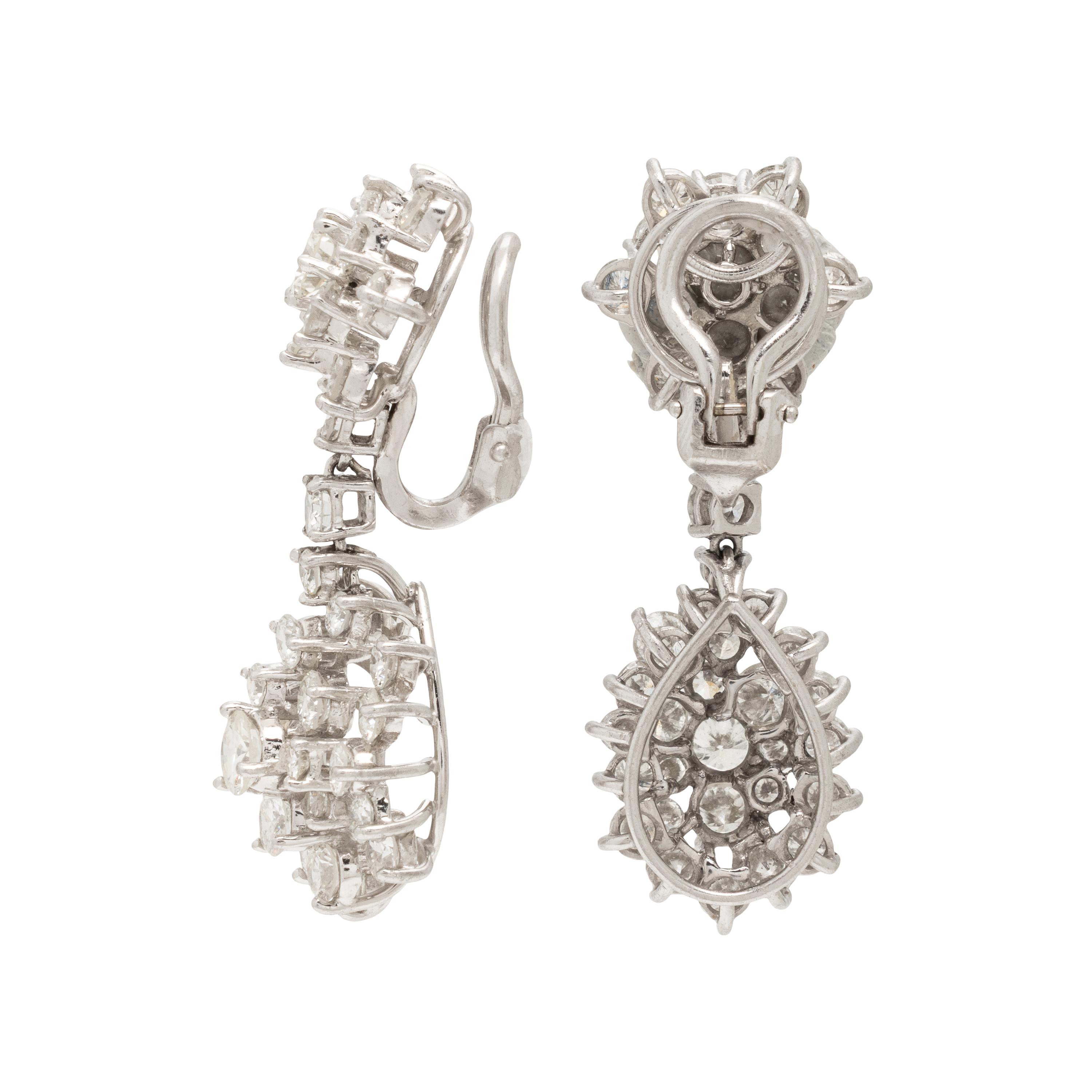 Diamond and Platinum Pendant Earrings