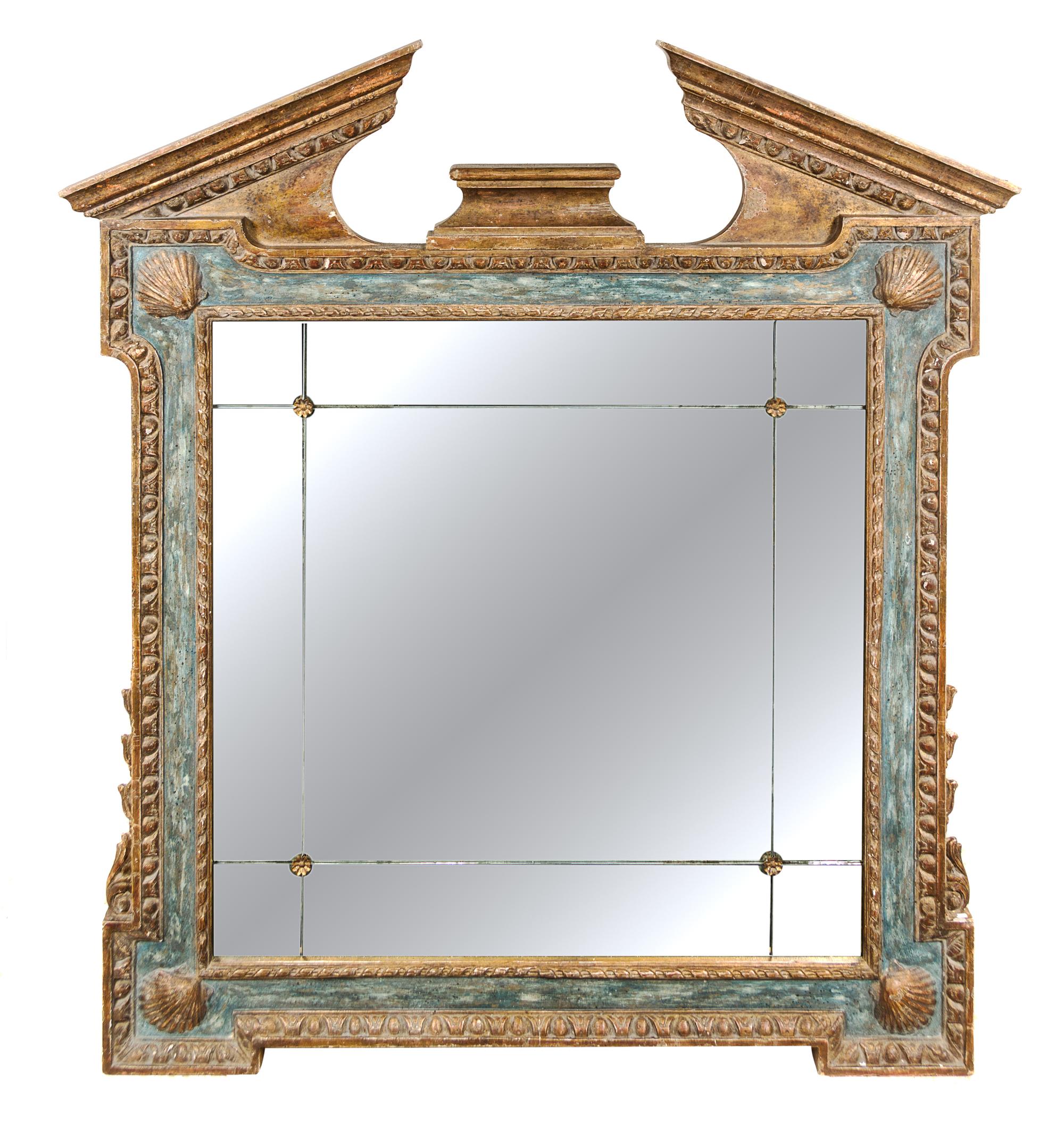 A Neoclassical Painted and Parcel Gilt Mirror Height 53 x width 43 inches. — 18TH/19TH CENTURY