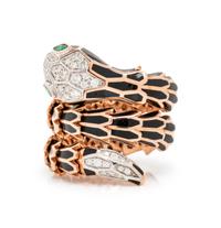 ROSE GOLD, ENAMEL AND DIAMOND SNAKE RING