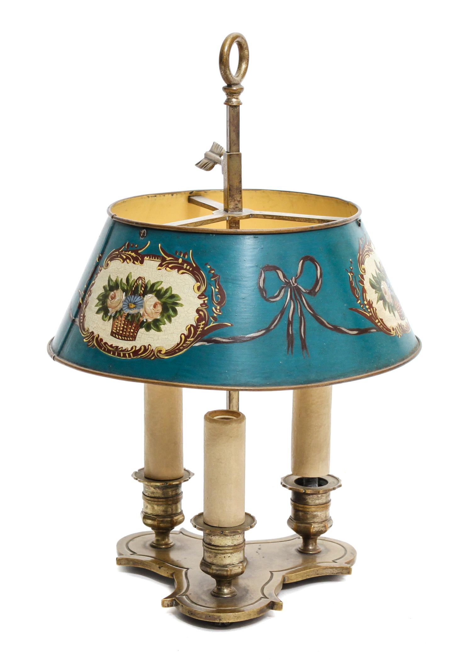 A Continental Brass Bouilotte Lamp Height 14 1/2 inches