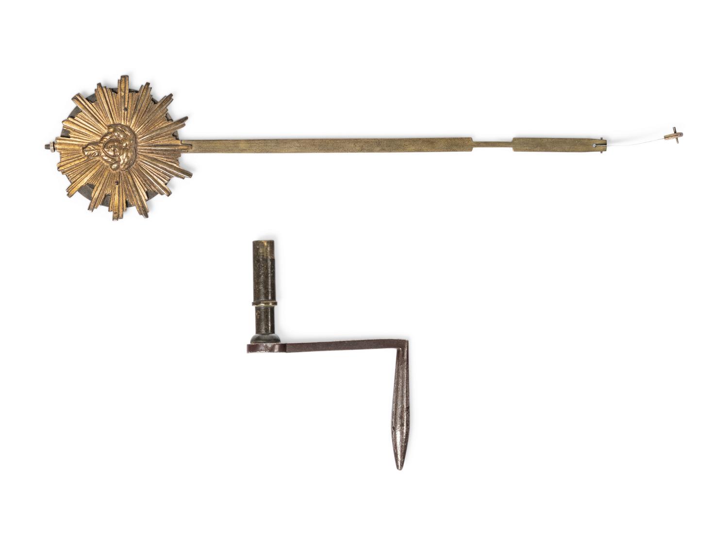 A Louis XV Gilt Metal Mounted Green-Painted Bracket Clock and Bracket