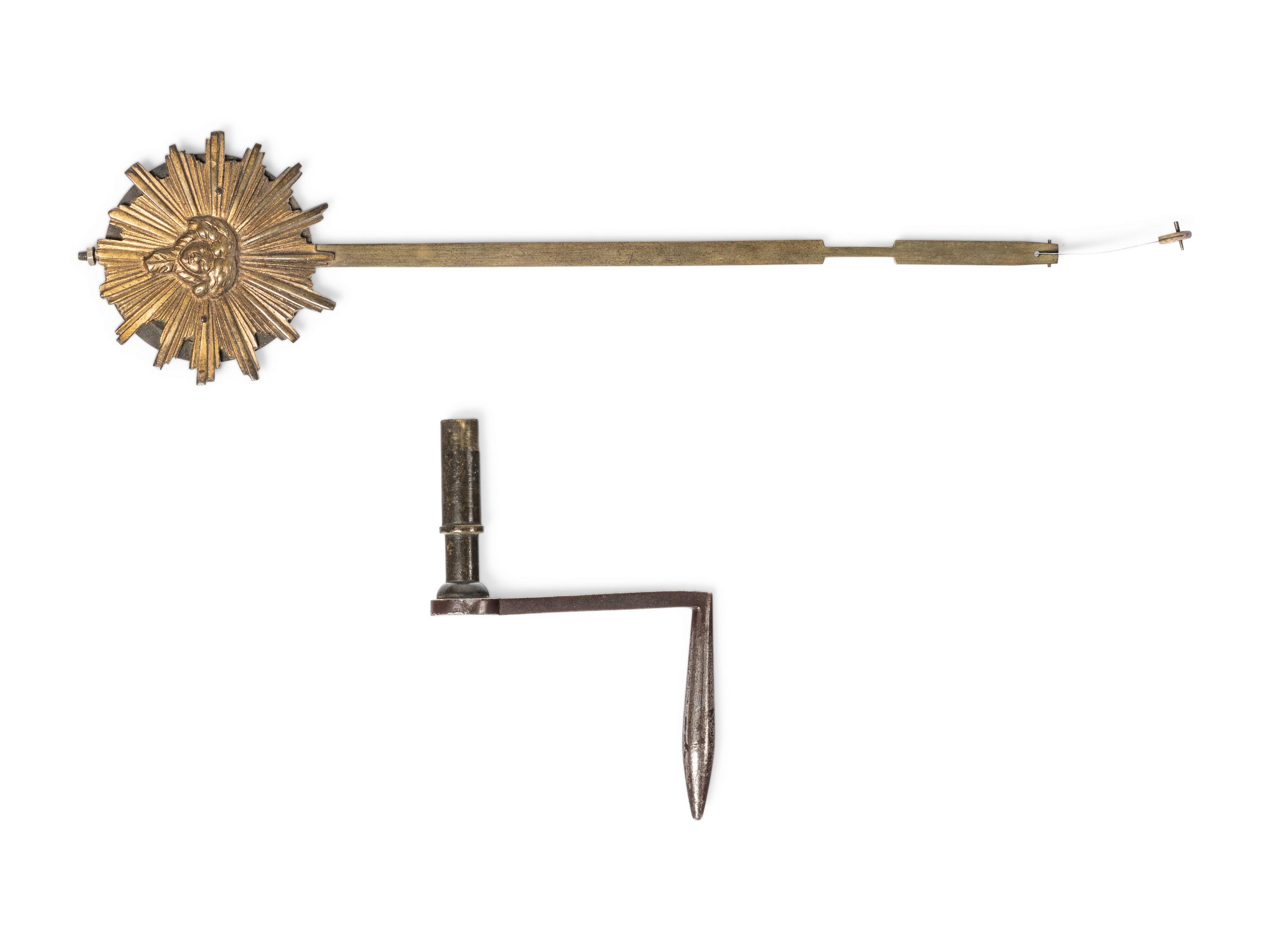 A Louis XV Gilt Metal Mounted Green-Painted Bracket Clock and Bracket