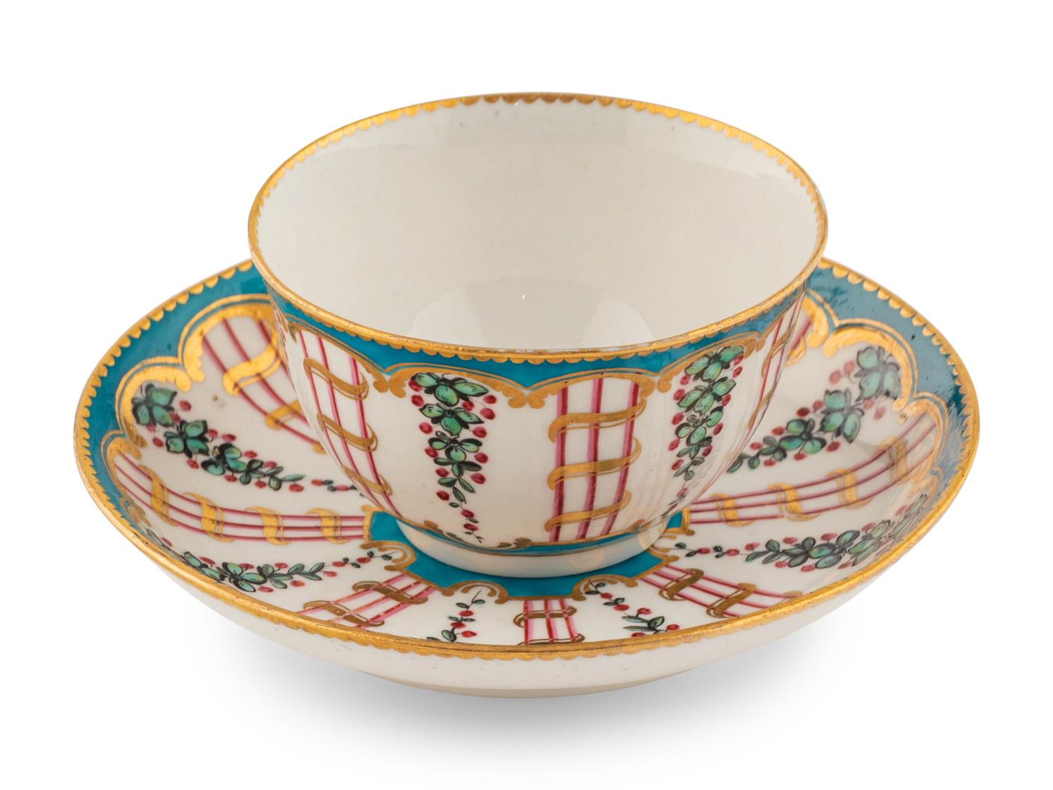 A Chelsea Porcelain Teabowl and Saucer