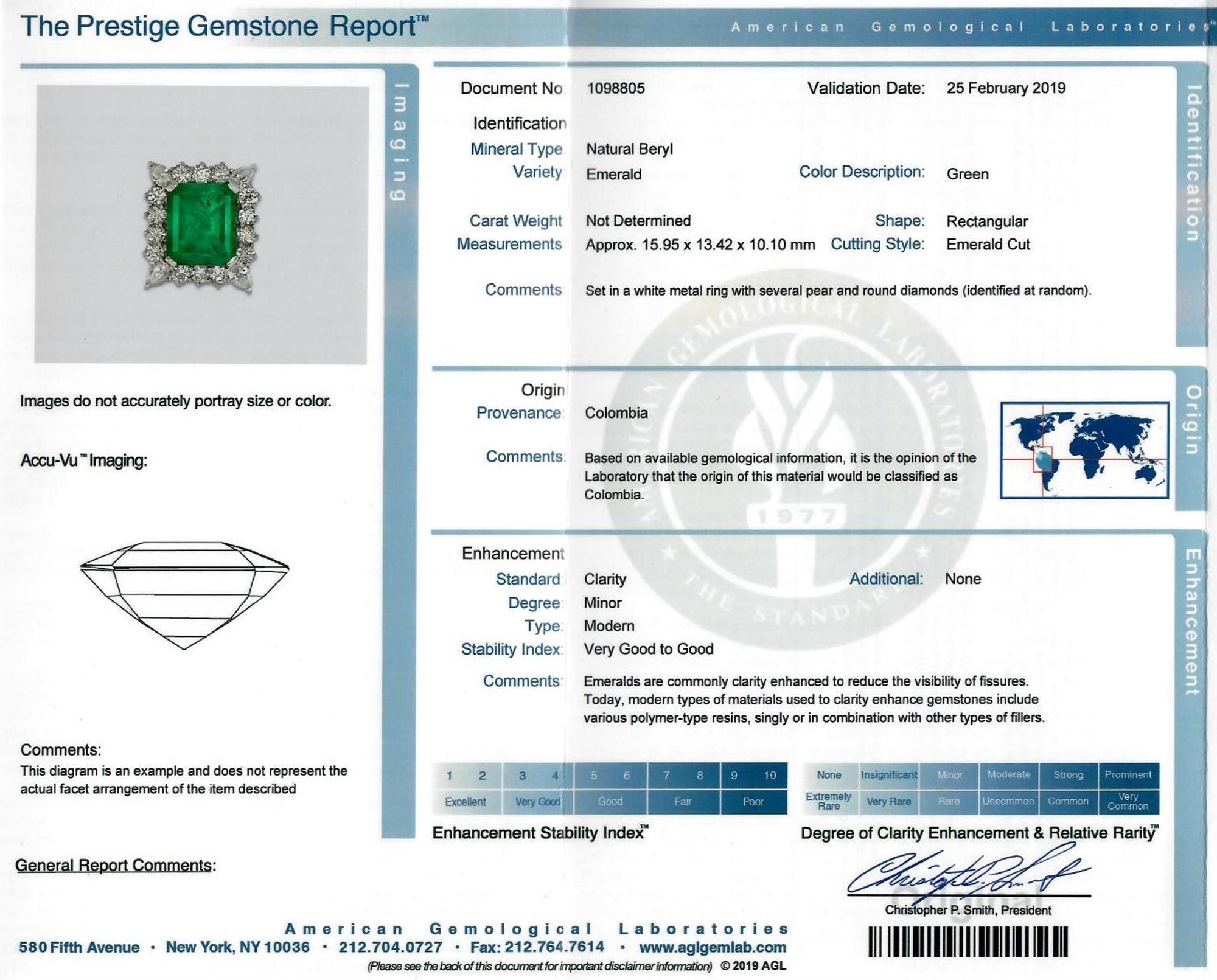 A Platinum, Emerald and Diamond Ring, 13.45 dwts.