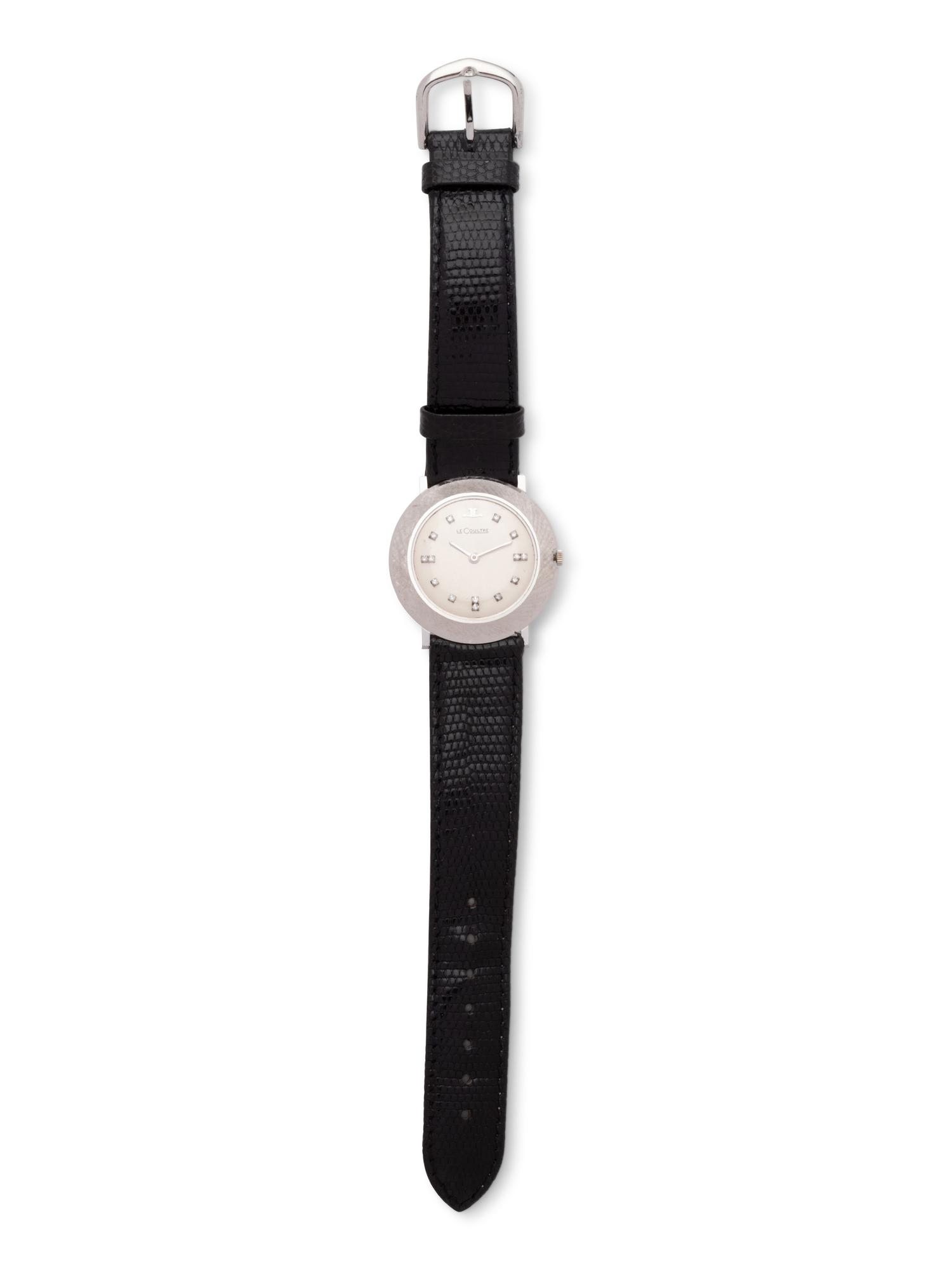 LeCOULTRE, VINTAGE, 14K WHITE GOLD AND DIAMOND WRISTWATCH