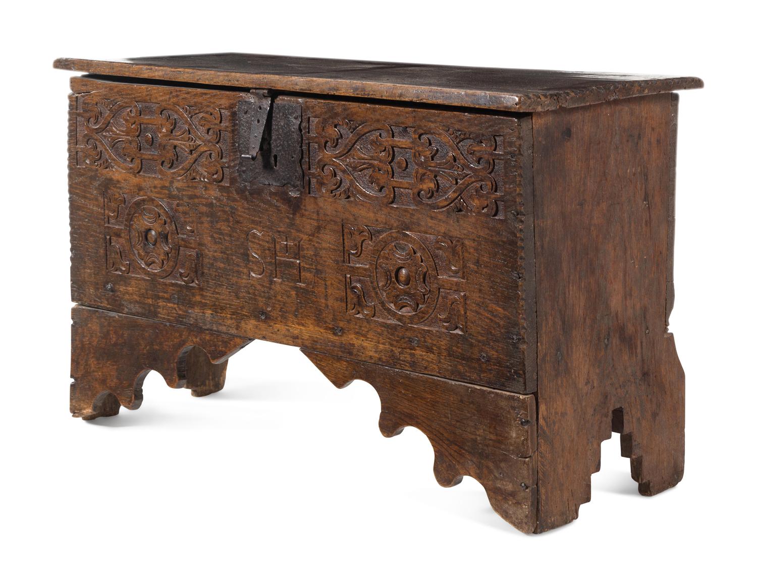A Jacobean Carved Oak Blanket Chest