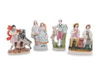 A Collection of Eight Staffordshire Figural Groups