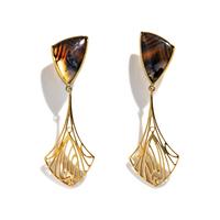 YELLOW GOLD AND AGATE EARRINGS