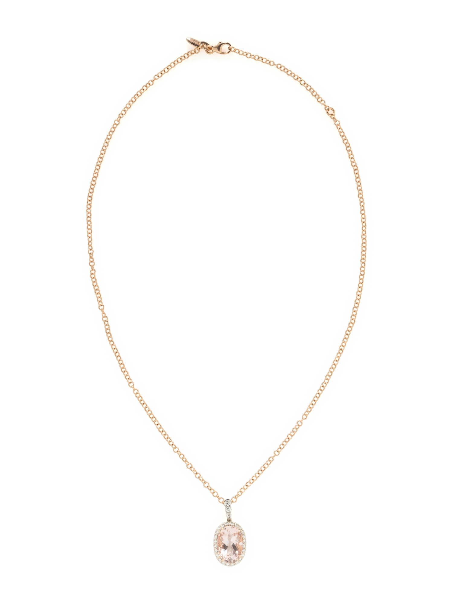 MORGANITE AND DIAMOND PENDANT NECKLACE