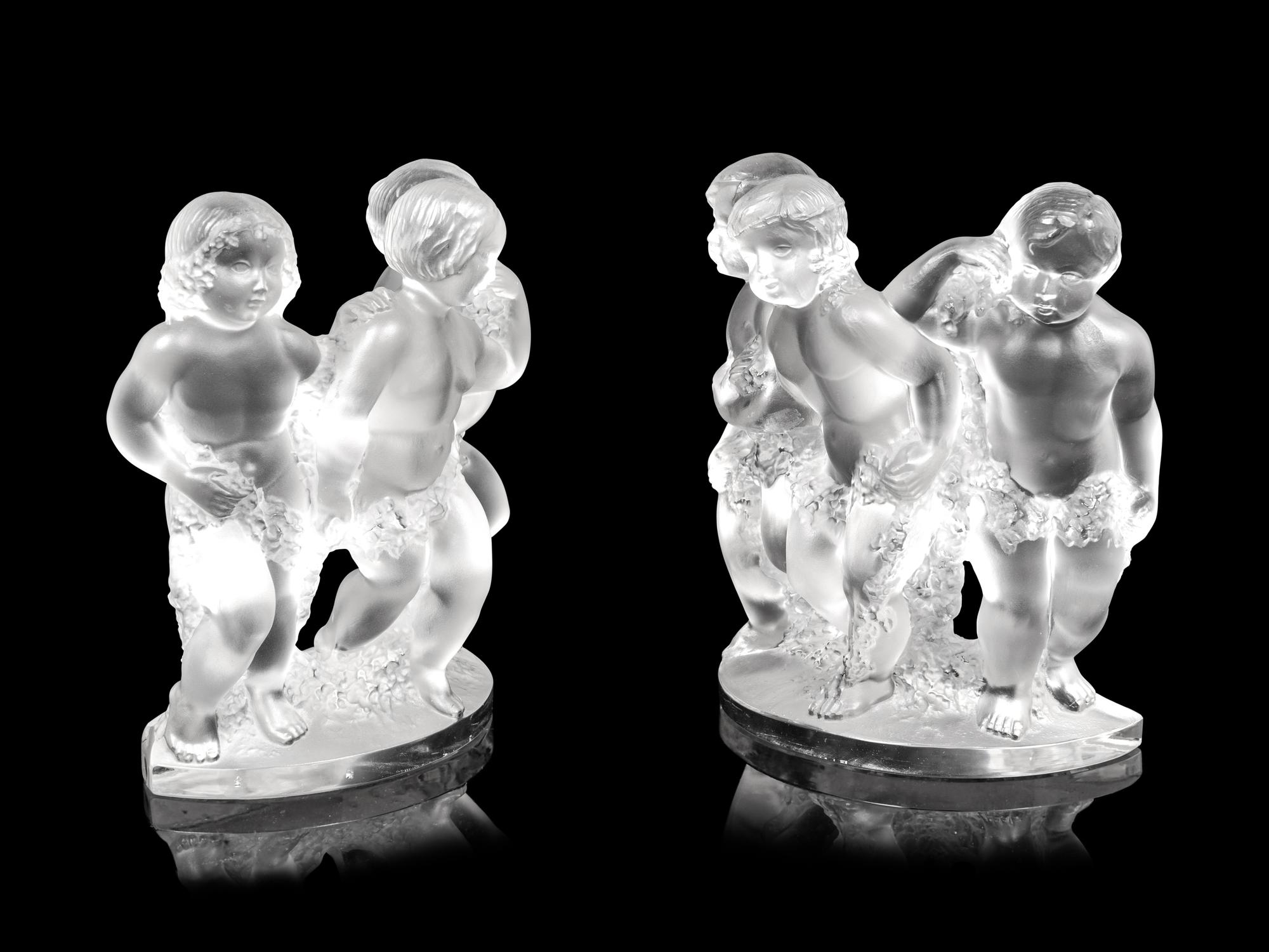 A Pair of Lalique Luxembourg Bookend Sculptures
