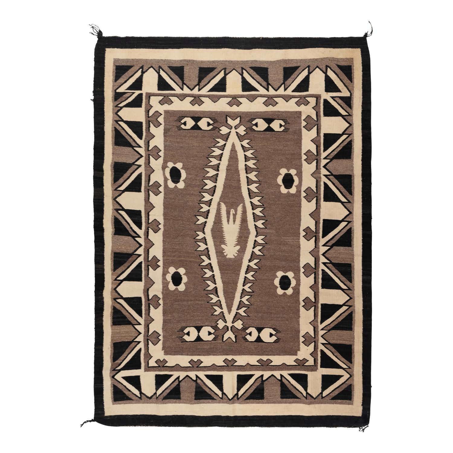 Navajo Eastern Reservation Weaving, with Eagle and Flowers [Rug]