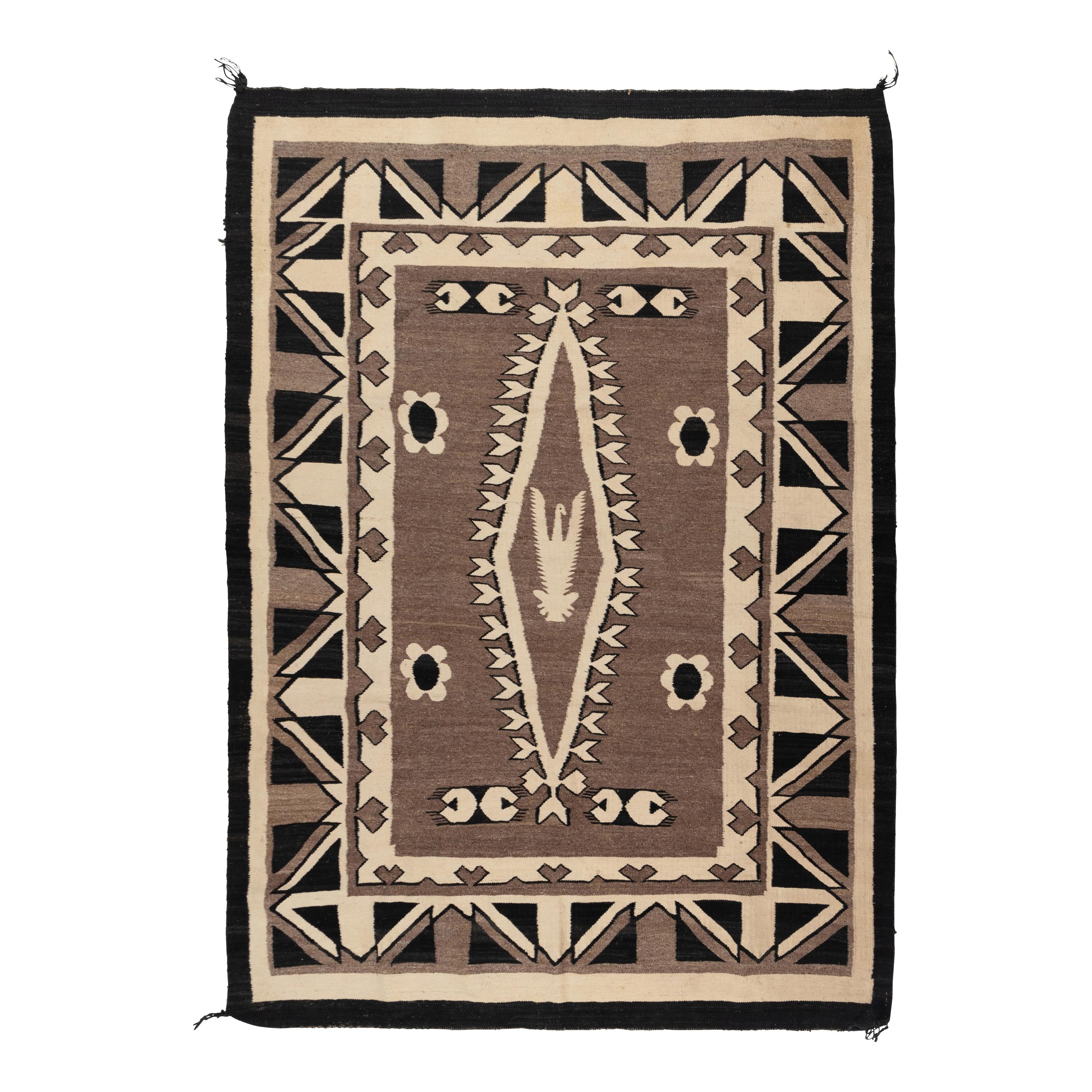 Navajo Eastern Reservation Weaving, with Eagle and Flowers [Rug]