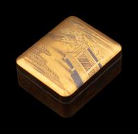 A Japanese Gold Lacquer Covered Accessory Box, Tebako