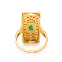 Emerald, Diamond, and Yellow Gold Ring