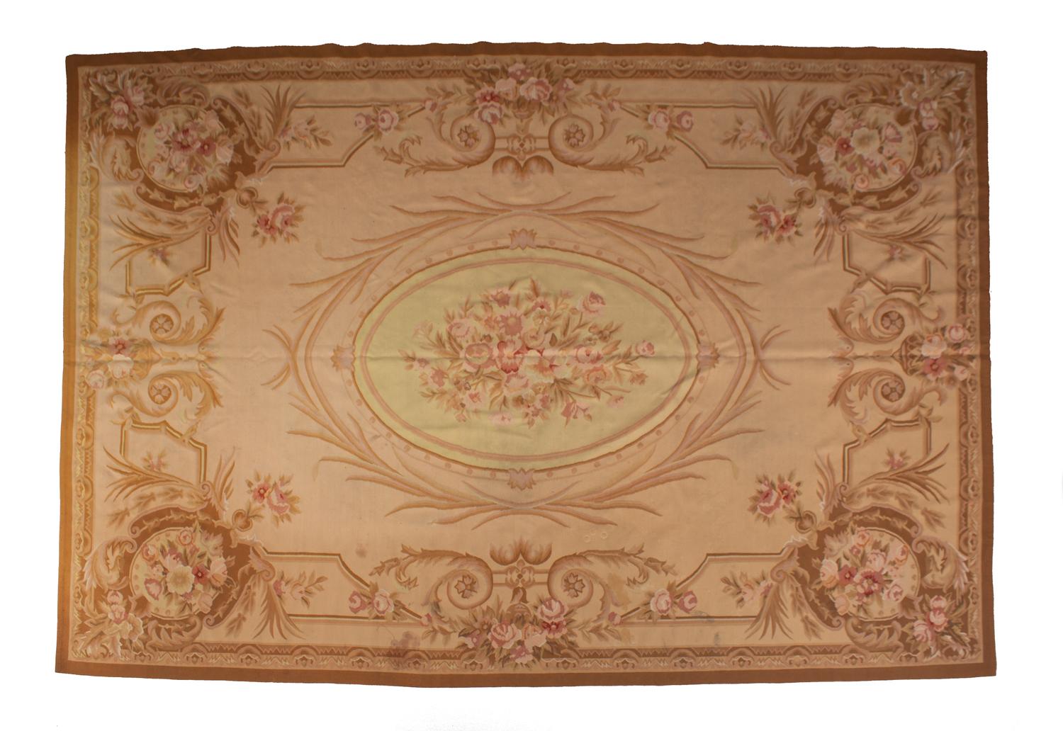 A Chinese Aubusson Design Needlework Rug 13 feet 7 x 7 feet 3 1/2 inches. — 20TH CENTURY
