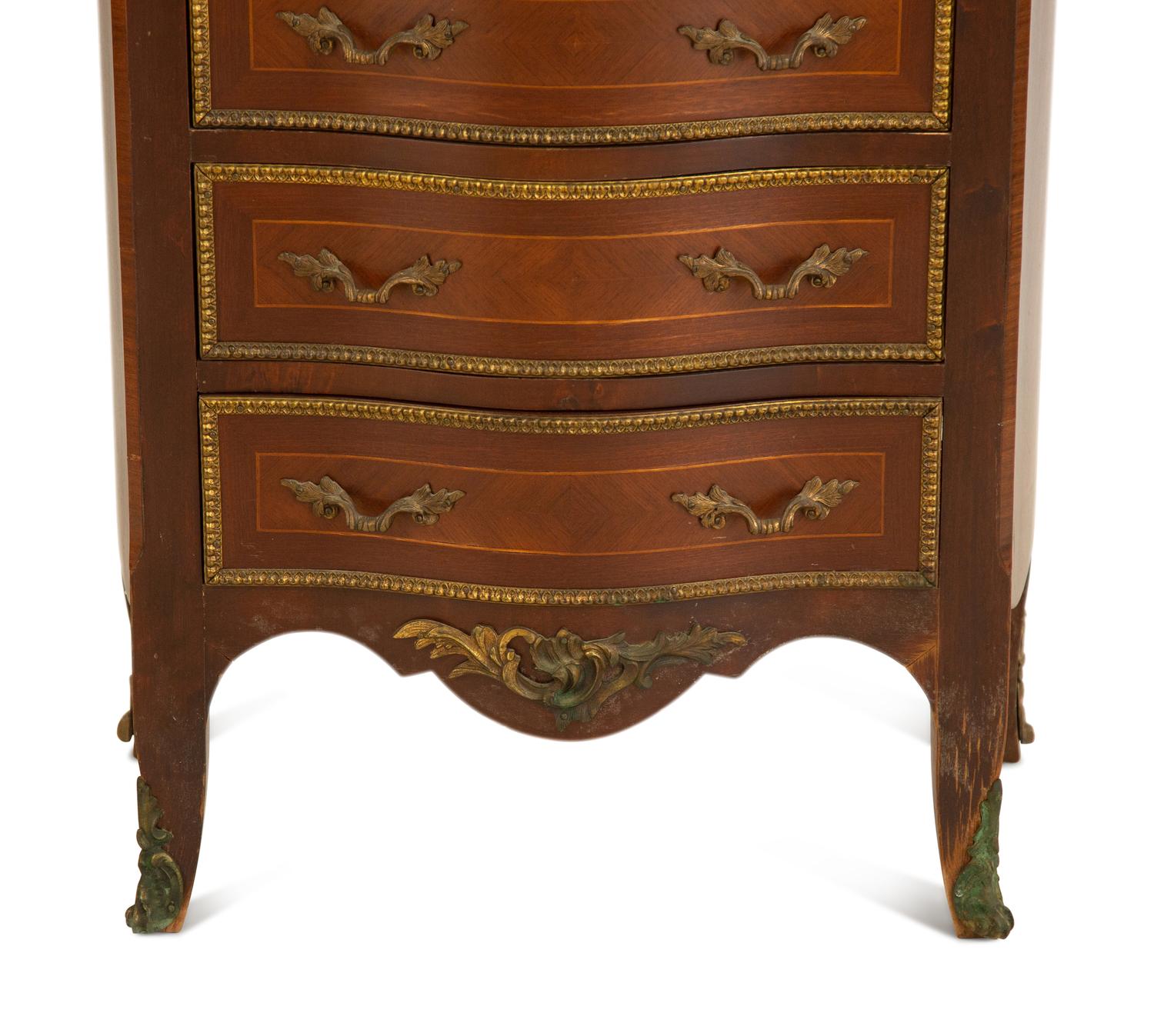 A Louis XV Style Gilt Bronze Mounted Marble Top Semainier