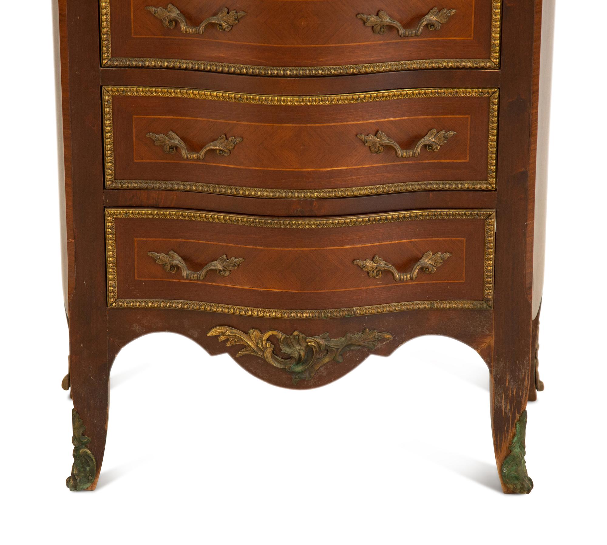 A Louis XV Style Gilt Bronze Mounted Marble Top Semainier