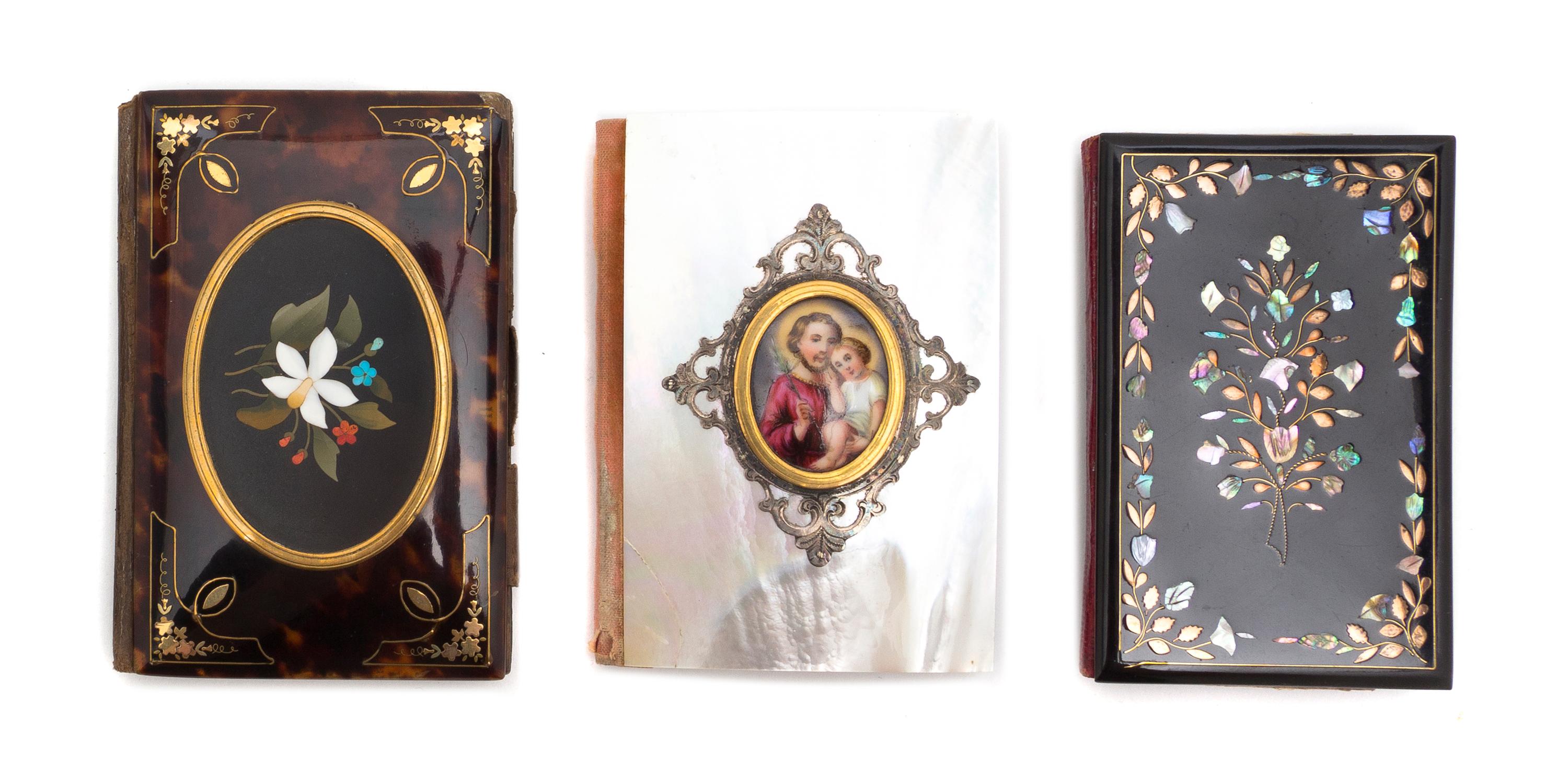 A Collection of Three Victorian Notepad or Book Covers, Height of tallest 3 7/8 inches.