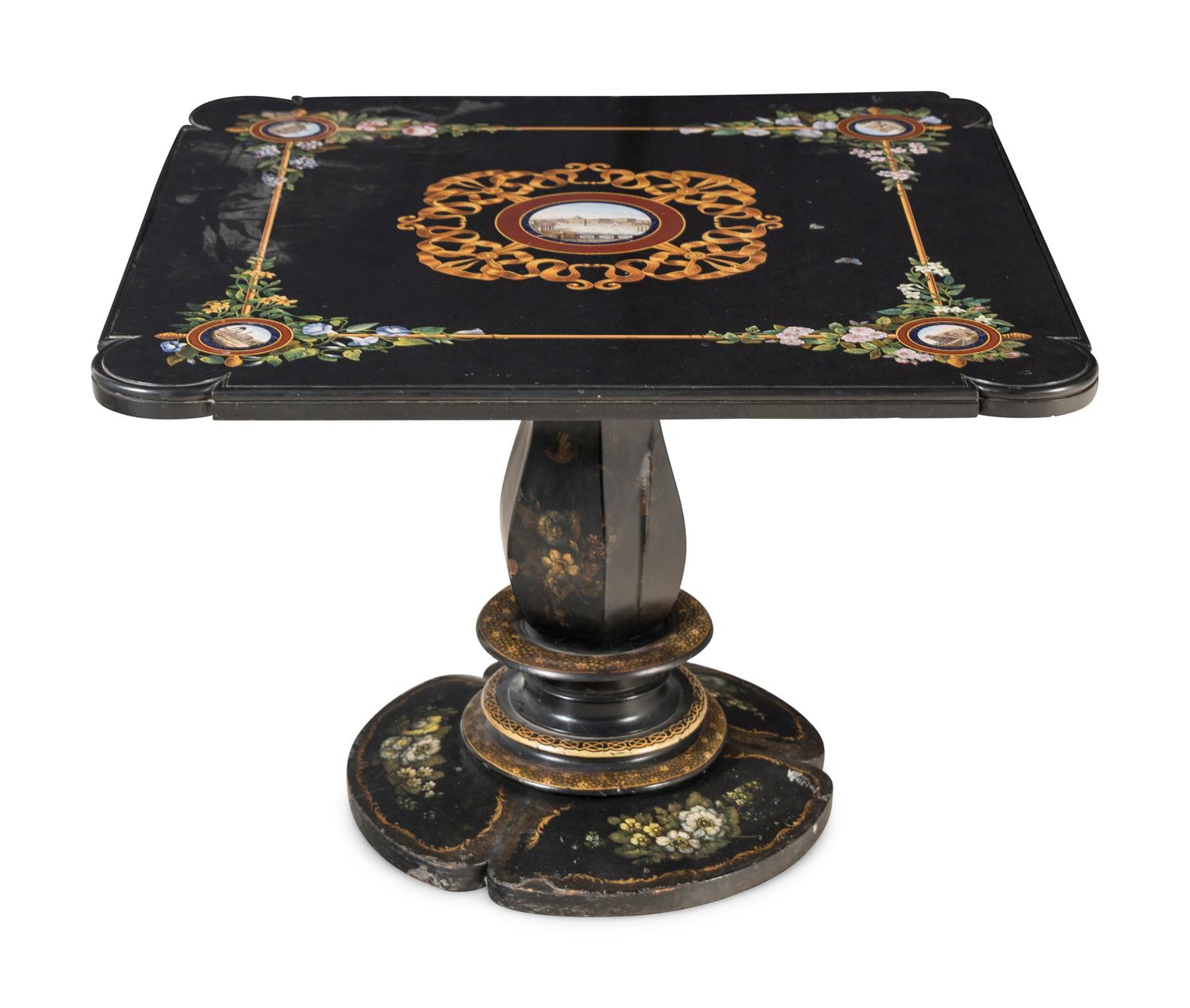 An Italian Black Marble and Micromosaic Table Top