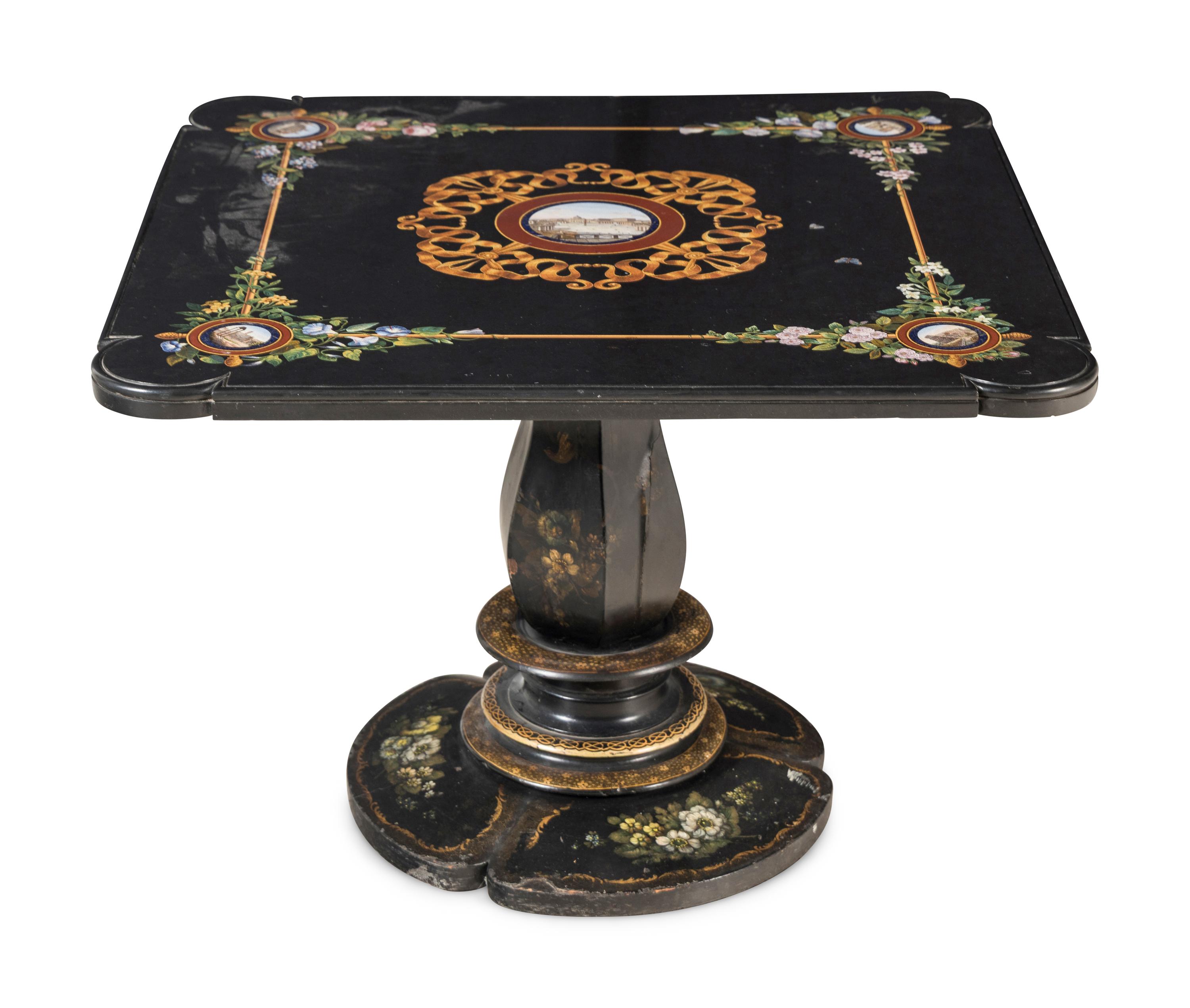 An Italian Black Marble and Micromosaic Table Top