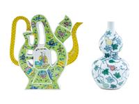 Two Chinese Famille Verte Porcelain Vessels