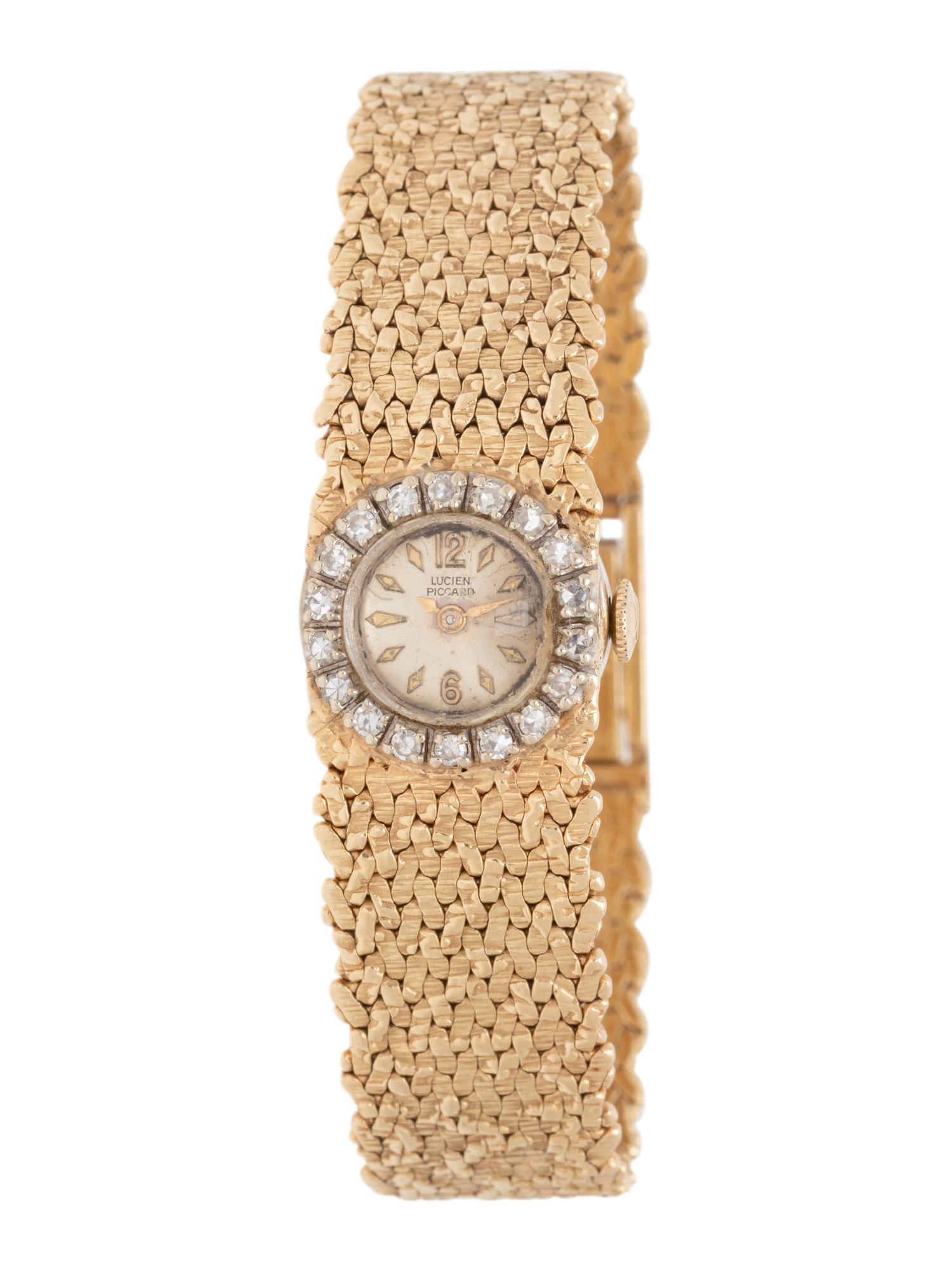 LUCIEN PICCARD, 14K YELLOW GOLD AND DIAMOND WATCH