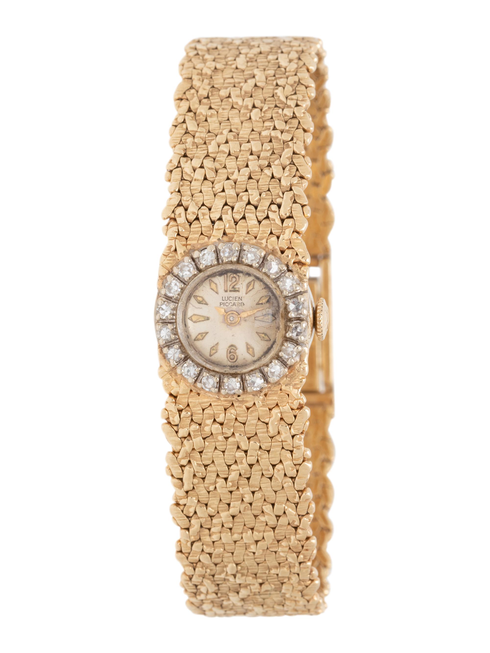 LUCIEN PICCARD, 14K YELLOW GOLD AND DIAMOND WATCH