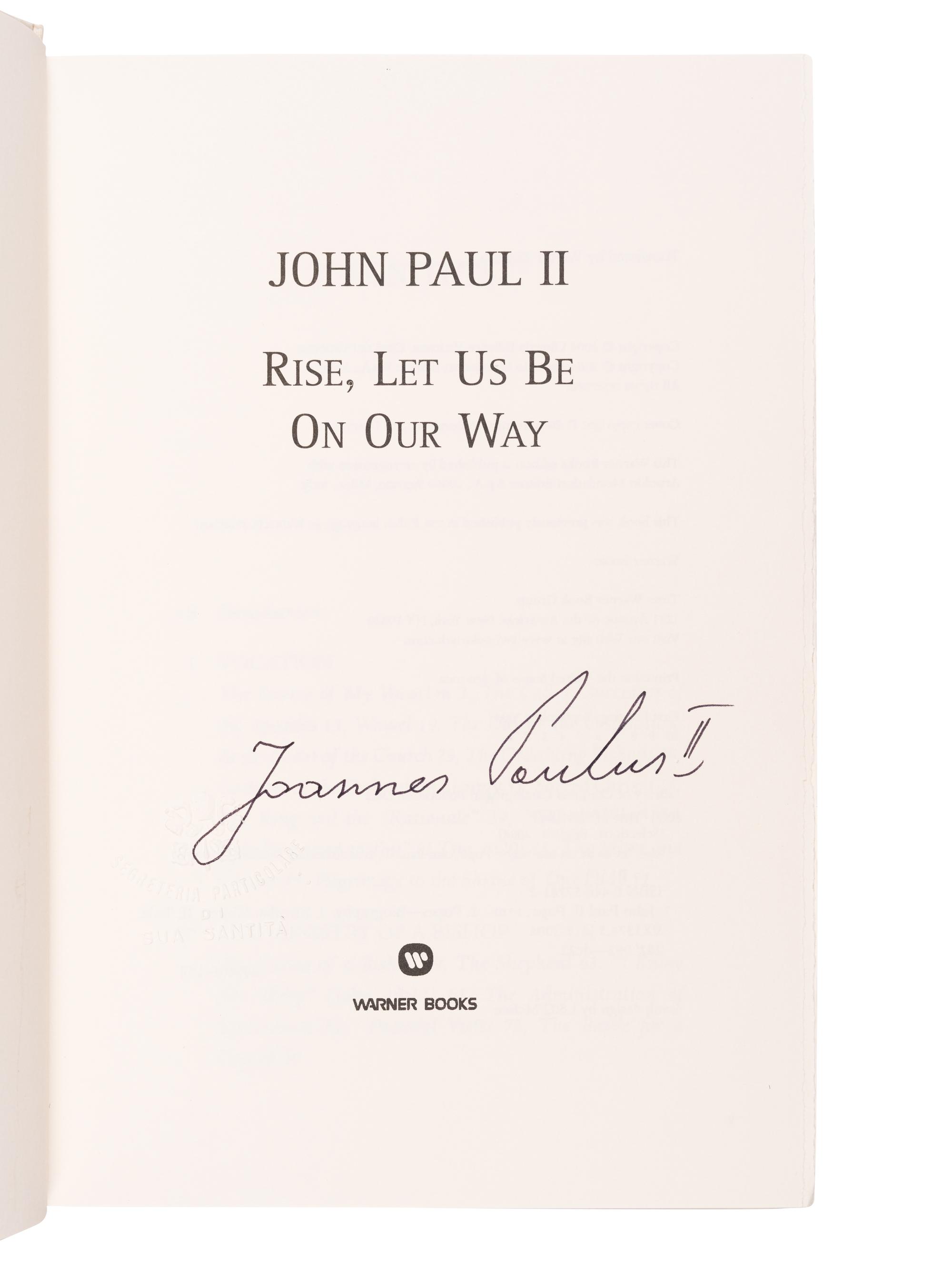 POPE JOHN PAUL II (Karol Jozef Wojtyła,1920-2005). Rise, Let Us Be on Our Way . [New York]: Warner Books, 2004.