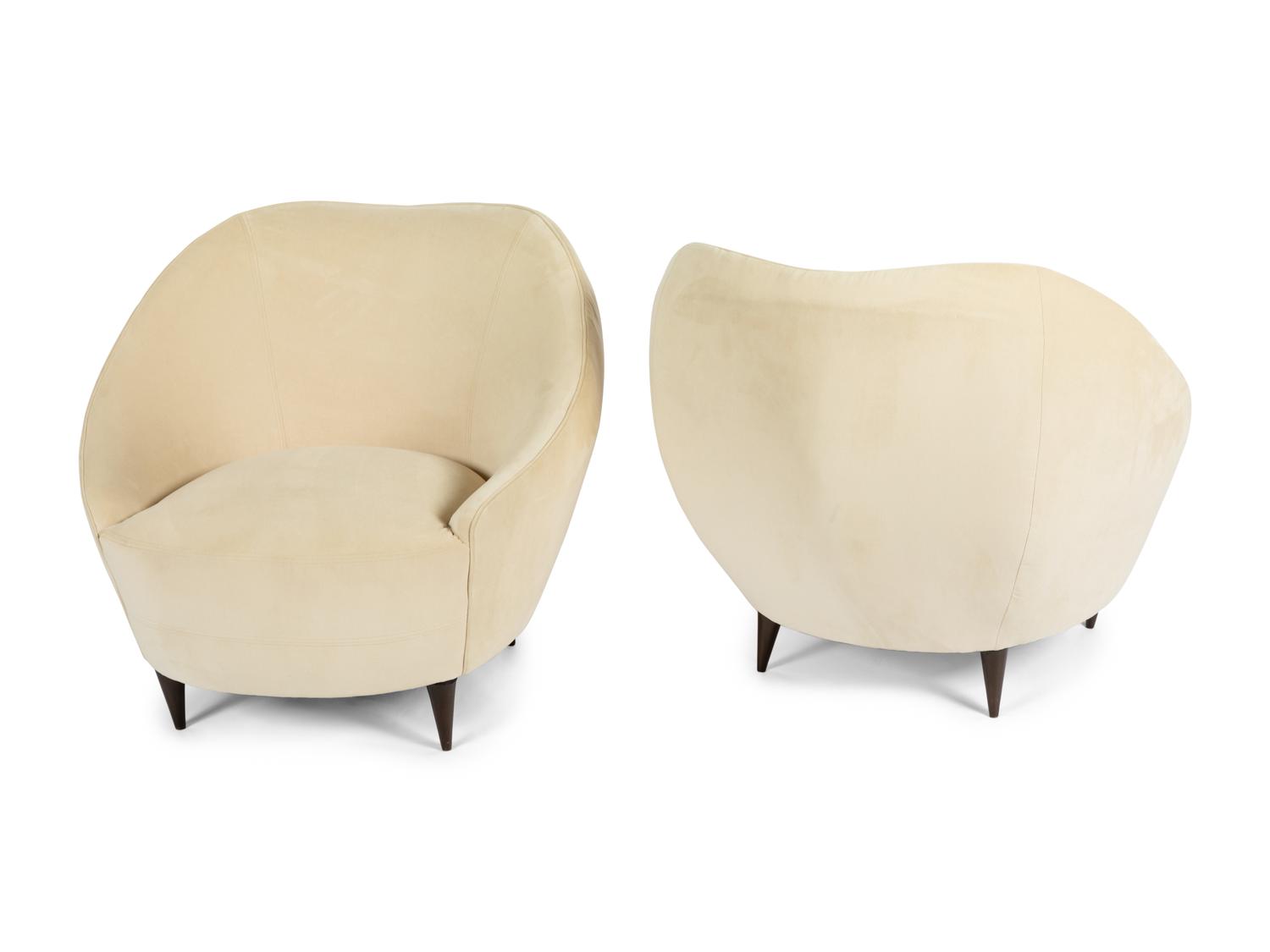 A Pair of Gondola Upholstered Lounge Chairs