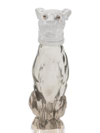 A Silver-Plate and Glass Dog Decanter