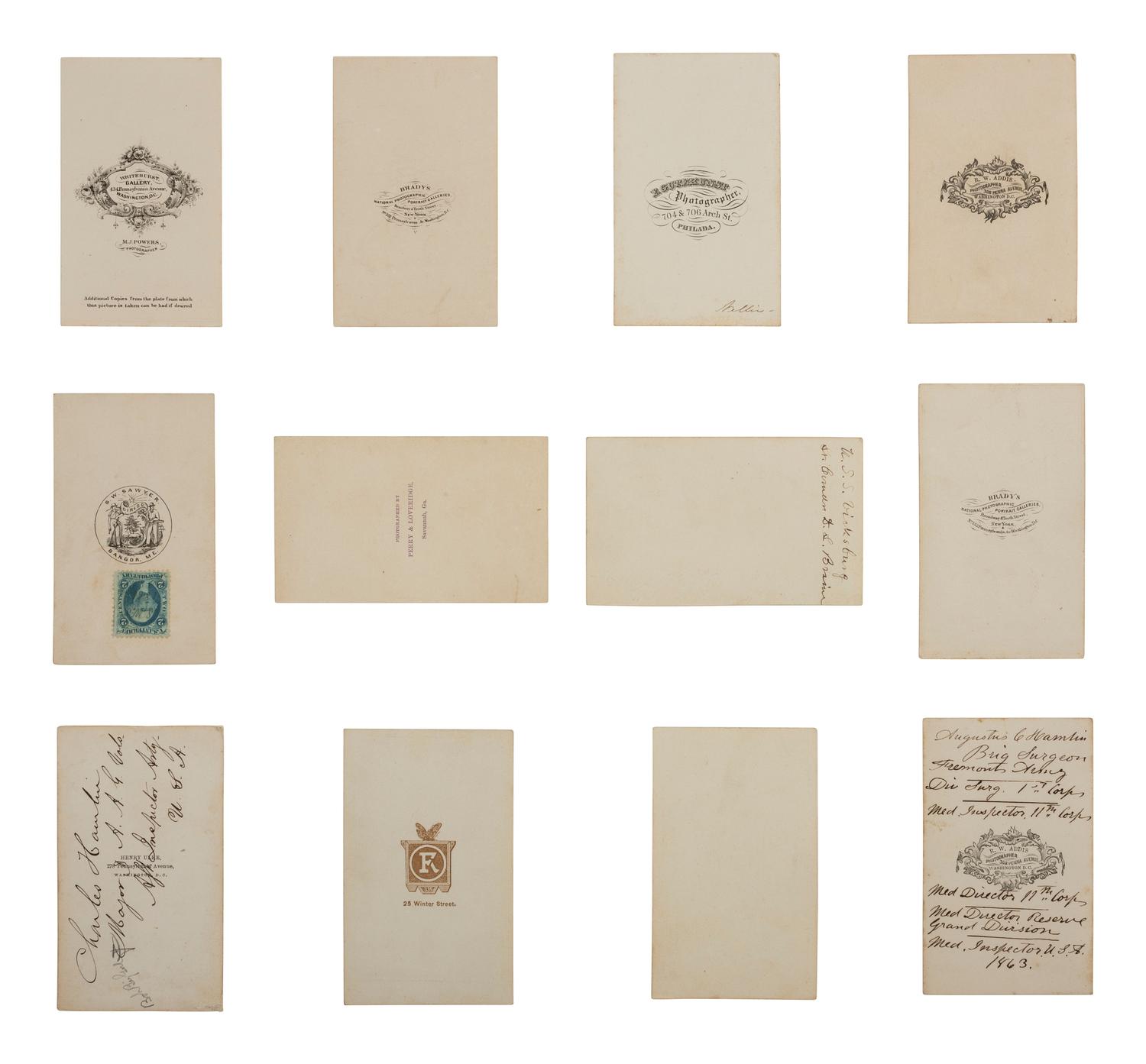 [CIVIL WAR]. CDV collection descended directly in the family of Vice President Hannibal Hamlin featuring portraits of family members and numerous military generals and officers.