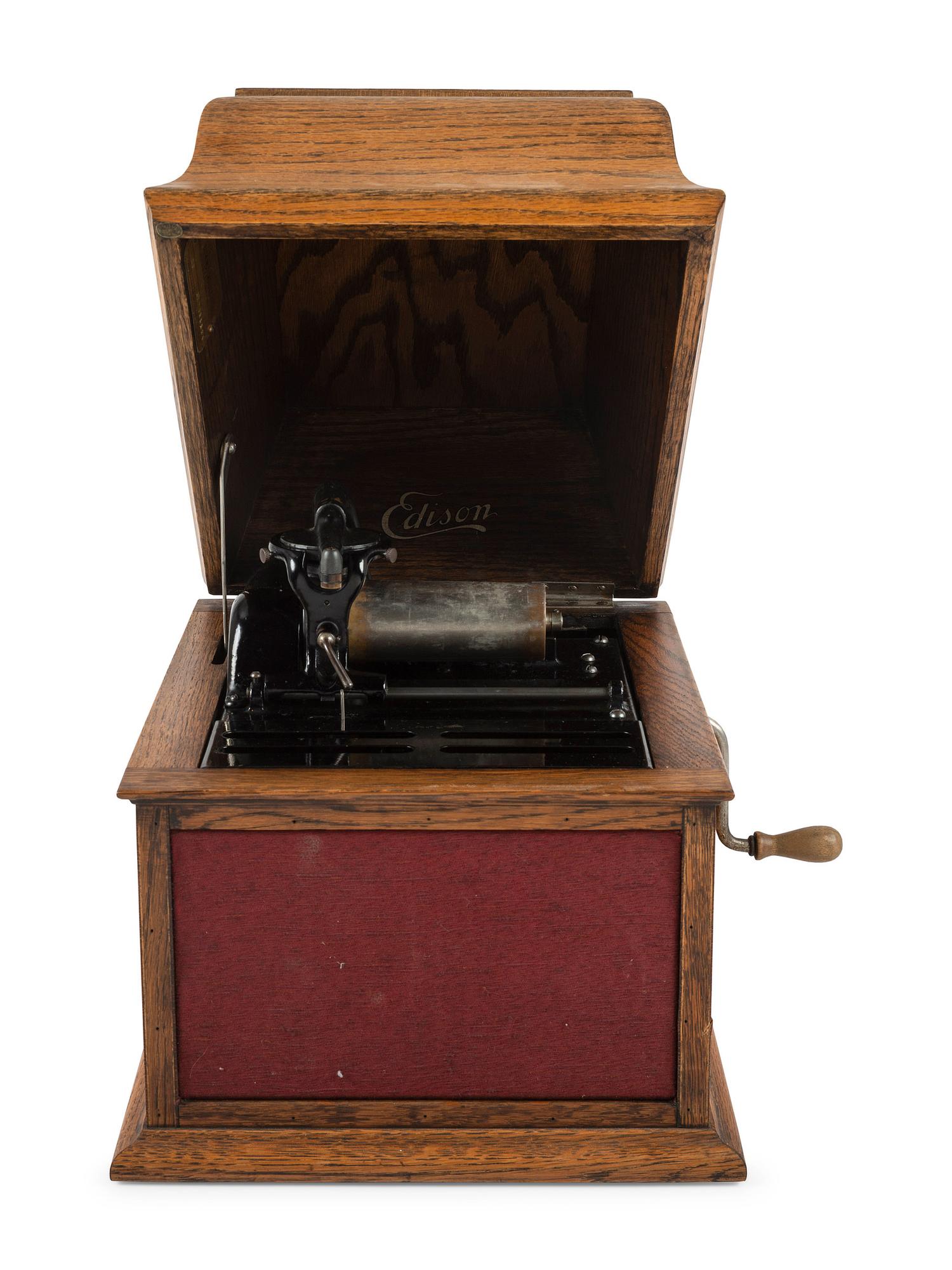 An Edison Amberola Table Top Phonograph With over 100 Amberol Records