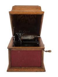 An Edison Amberola Table Top Phonograph With over 100 Amberol Records