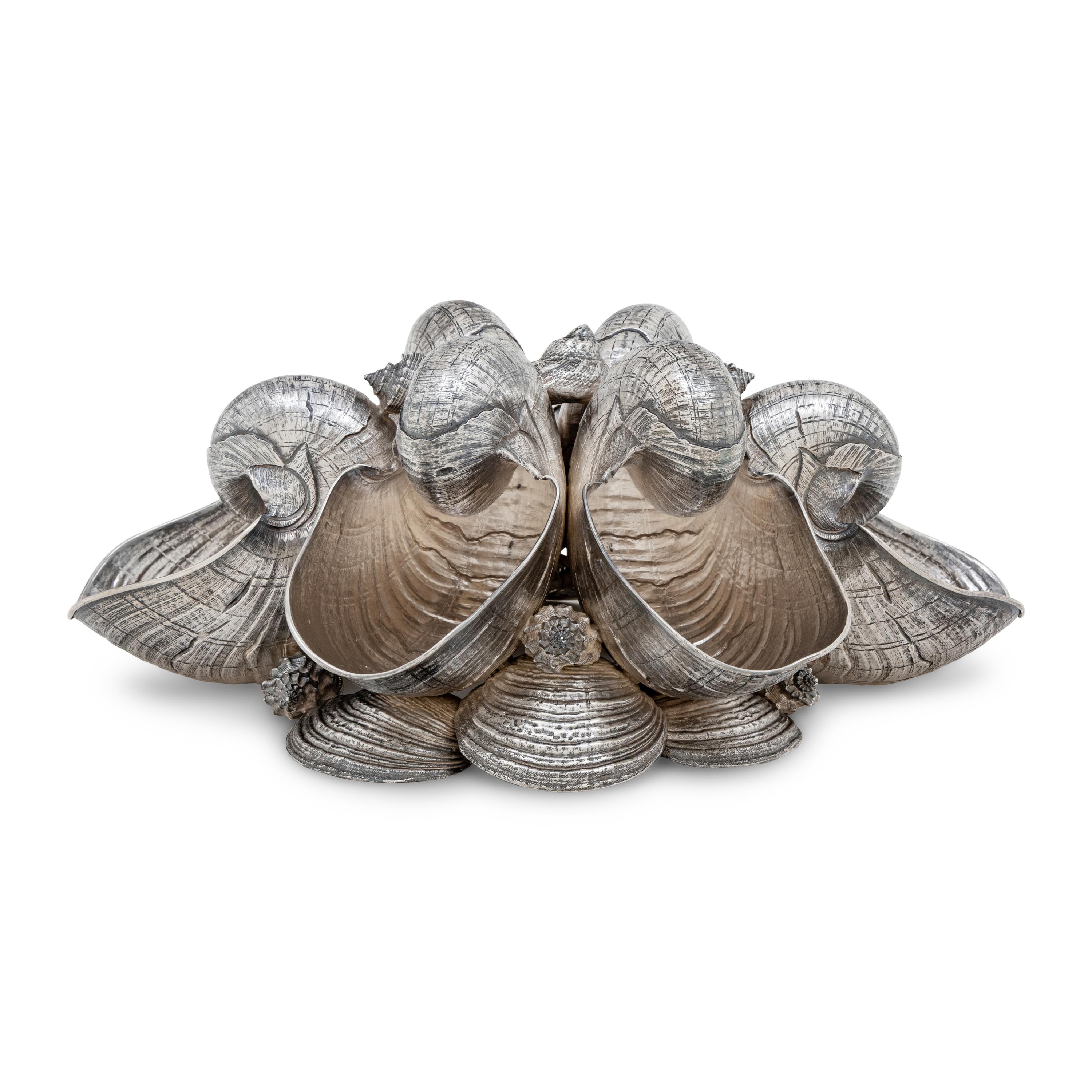 A Buccellati Silver Nautilus Shell Centerpiece
