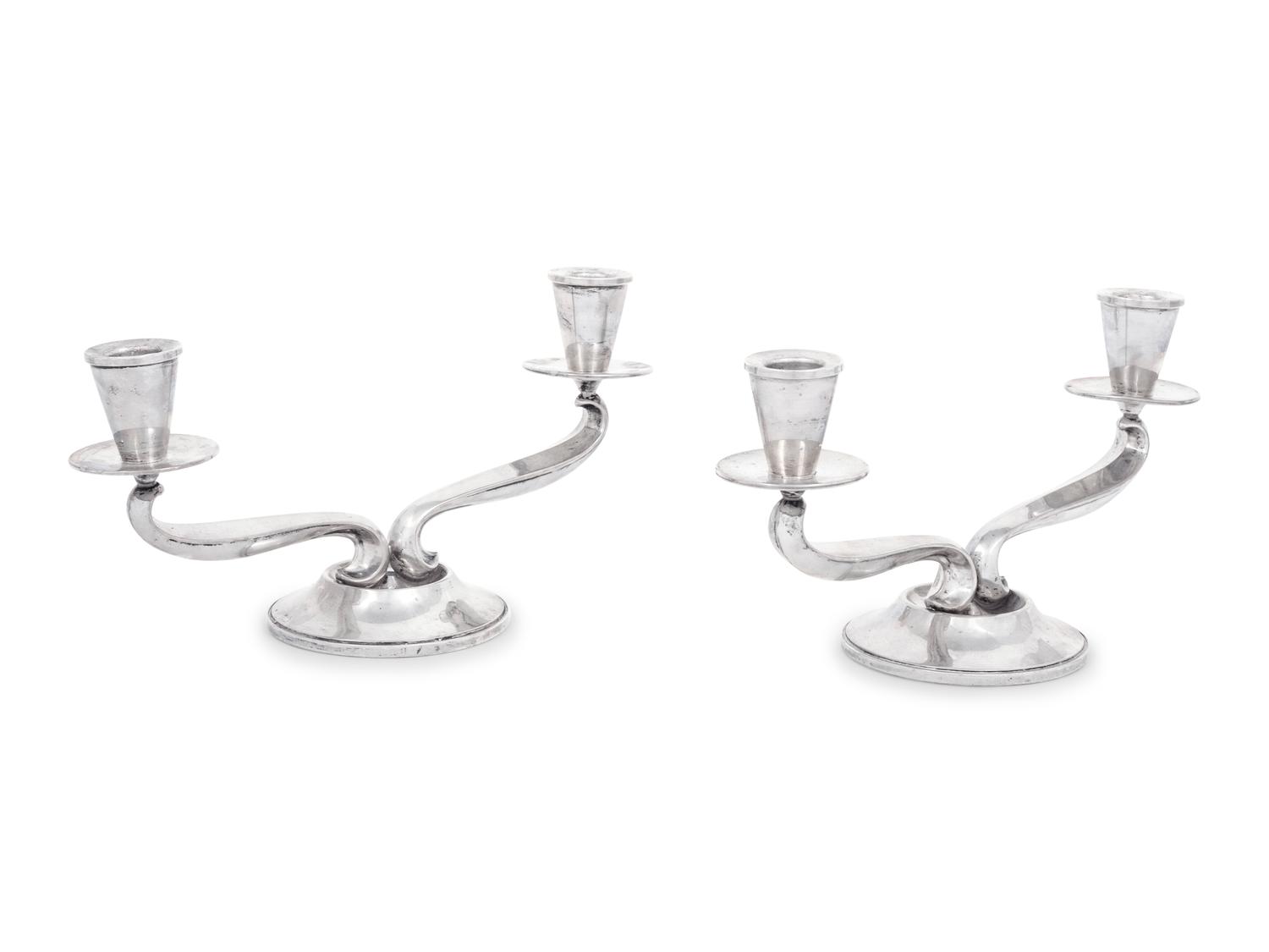 A Pair of American Silver Two-Light Candelabra