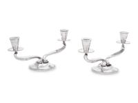 A Pair of American Silver Two-Light Candelabra
