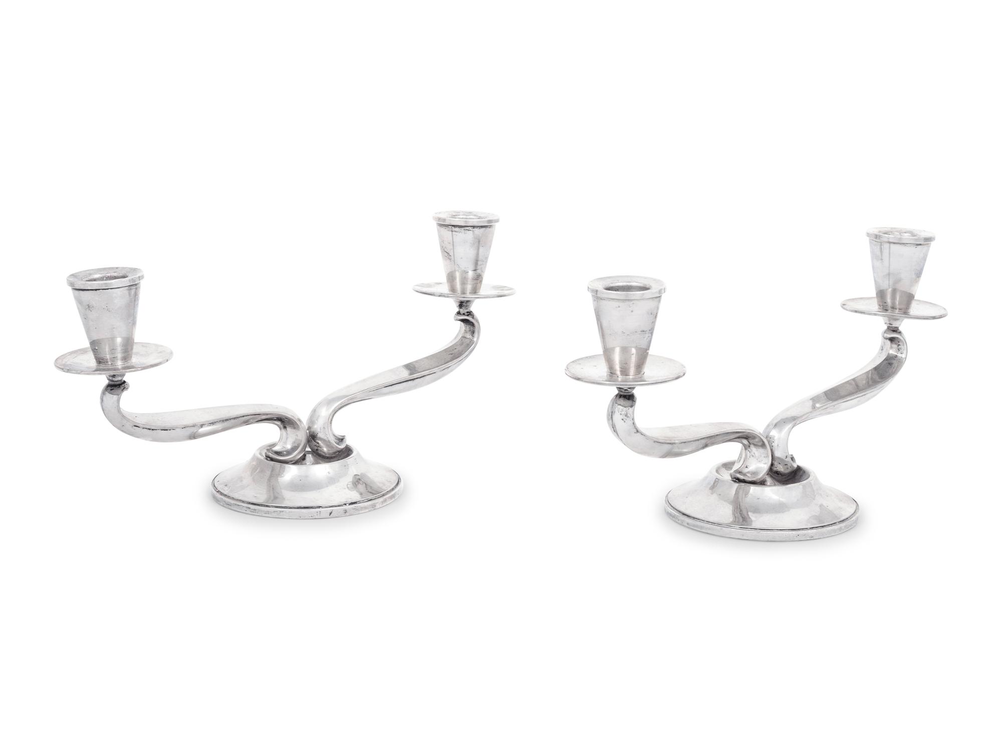 A Pair of American Silver Two-Light Candelabra