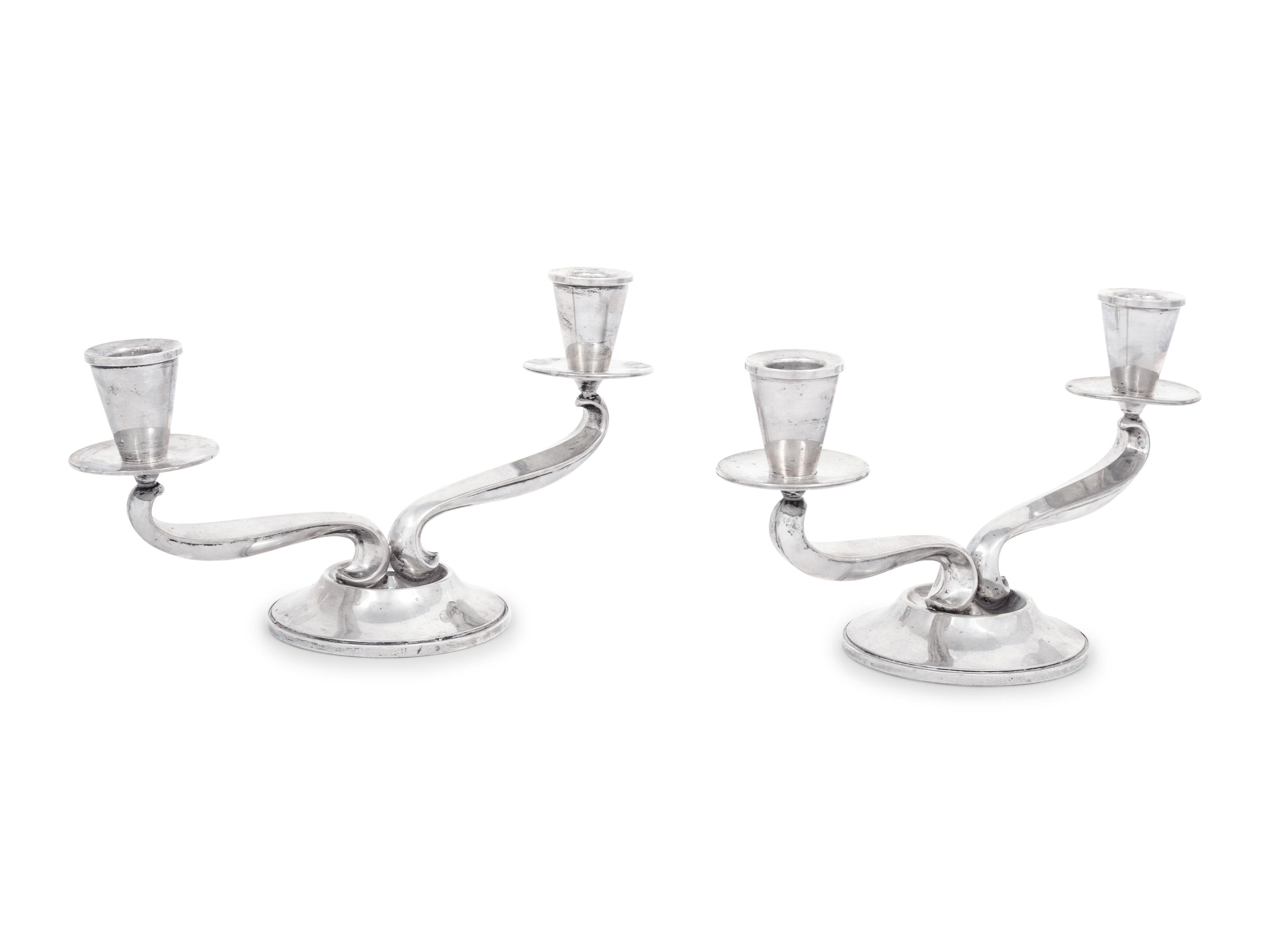 A Pair of American Silver Two-Light Candelabra