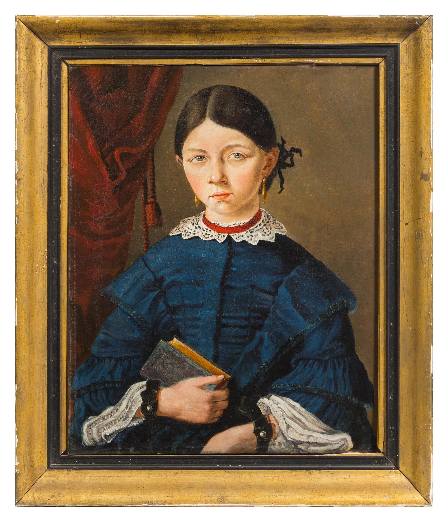 Artist Unknown, (American, 19th Century), Portraits of Sisters (a pair of works)