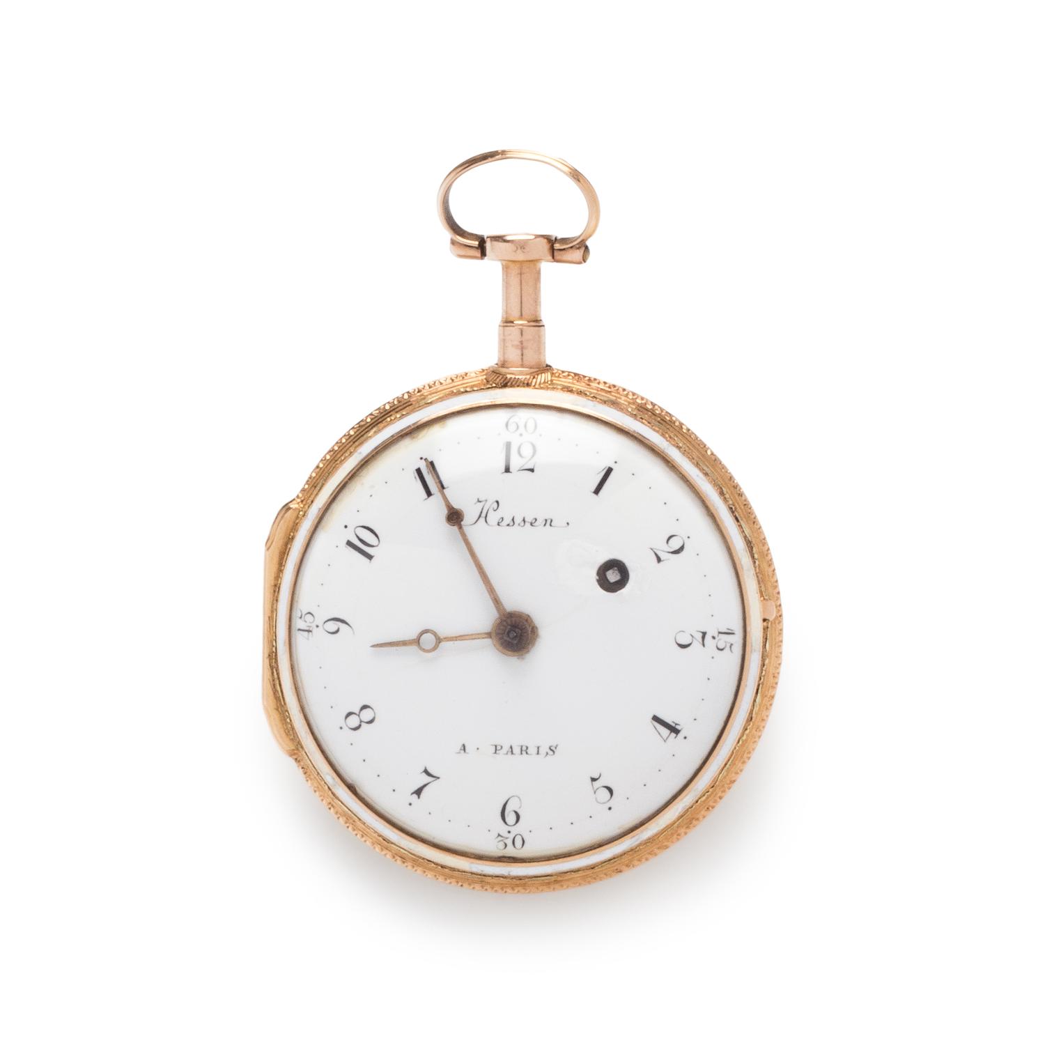 HESSEN, ENAMEL OPEN FACE MOURNING POCKET WATCH