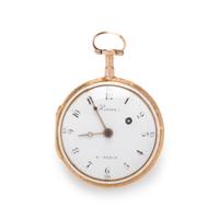 HESSEN, ENAMEL OPEN FACE MOURNING POCKET WATCH